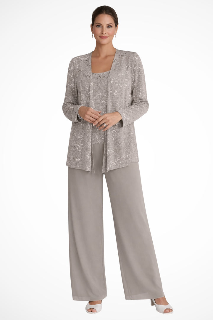 Garance | Veste Habillée Femme Longue Pailletée Ensemble Trois Pièces