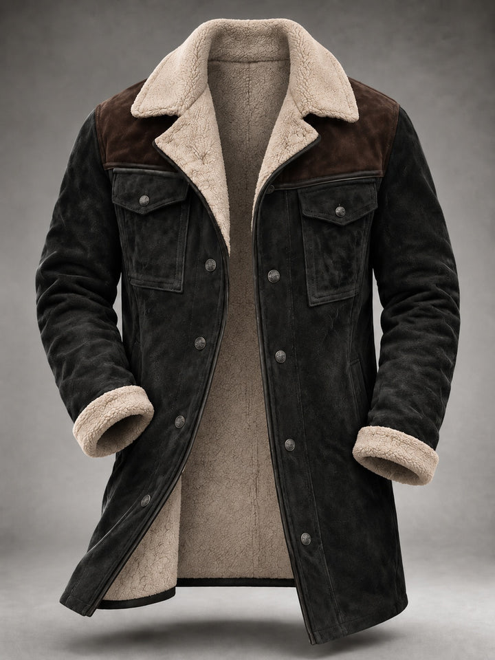 Hugo | Blouson en Daim Homme Doublure Sherpa Col Moumoute Style Western