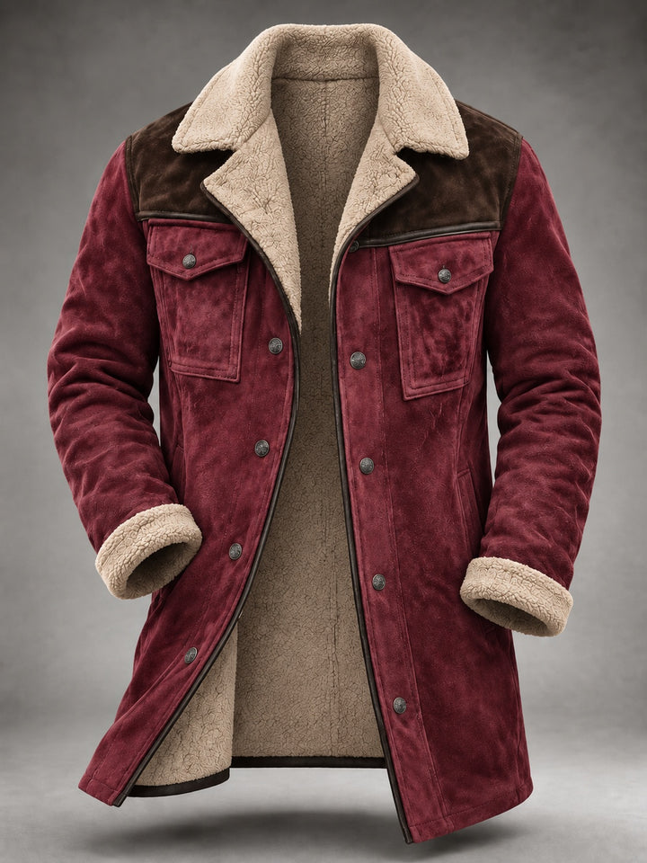 Hugo | Blouson en Daim Homme Doublure Sherpa Col Moumoute Style Western