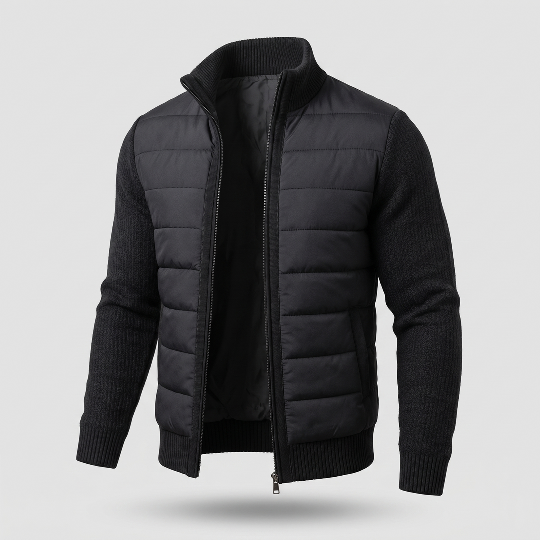 Hugo | Doudoune Homme Bi-Matière Manches en Maille Col Montant