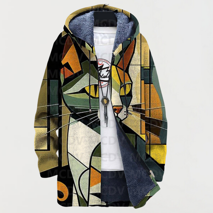 Hugo | Manteau Long à Capuche Fourrure Homme Imprimé Ethnique