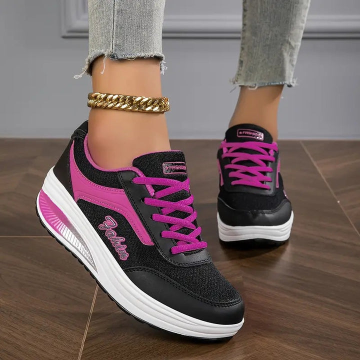Inès | Chaussures de Sport Plateforme Femme Lacets Motif Imprimé