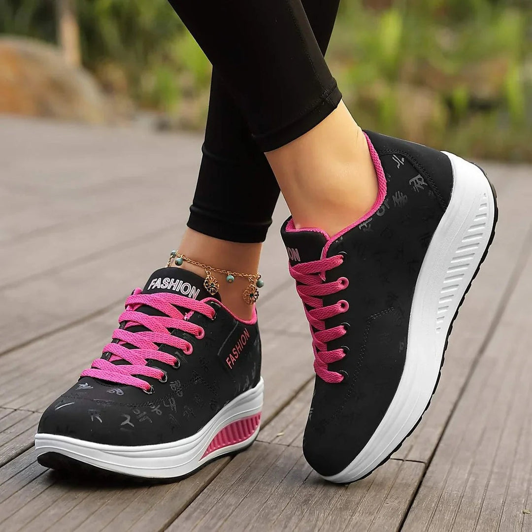 Inès | Chaussures de Sport Plateforme Femme Lacets Motif Imprimé