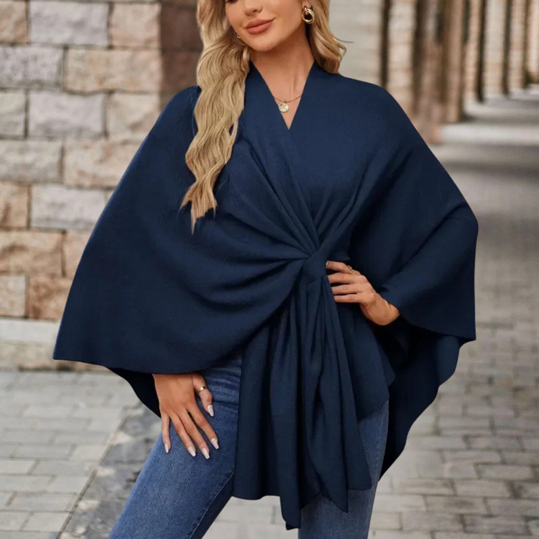 Inès | Poncho Cape Femme Nœud Avant Chic