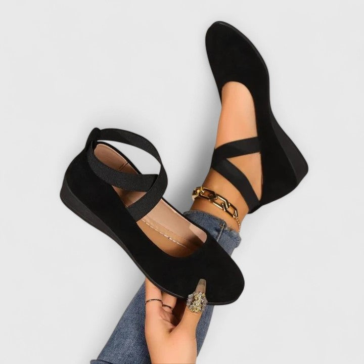 Inès | Sabrinas à Bride Croisée Femme Daim Bout Rond