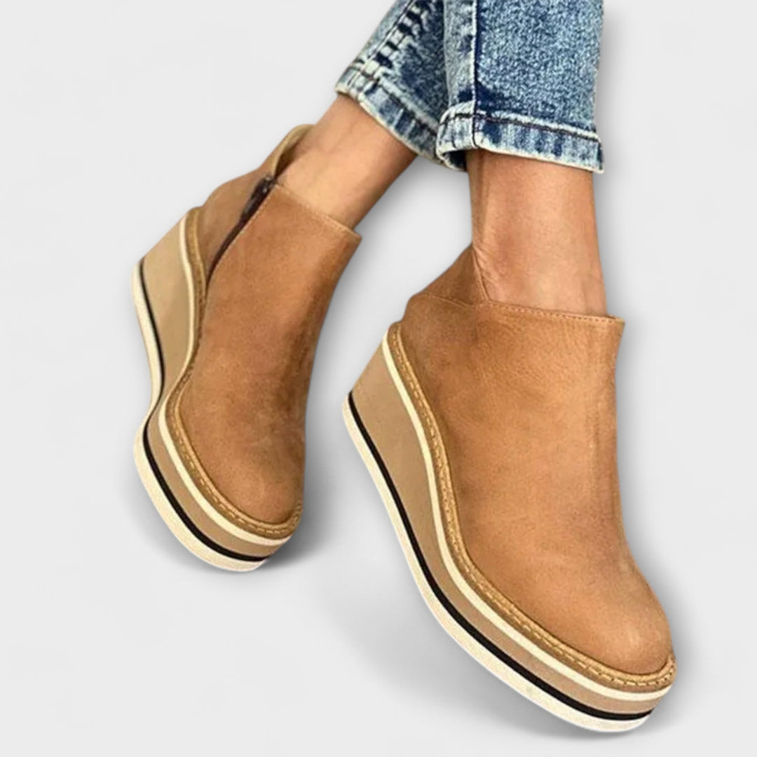 Jade | Bottines Compensées Femme Talon Plateforme Fermeture Éclair