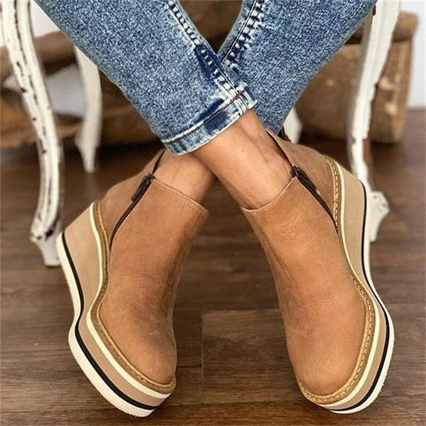 Jade | Bottines Compensées Femme Talon Plateforme Fermeture Éclair