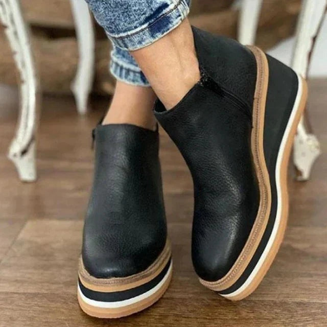 Jade | Bottines Compensées Femme Talon Plateforme Fermeture Éclair