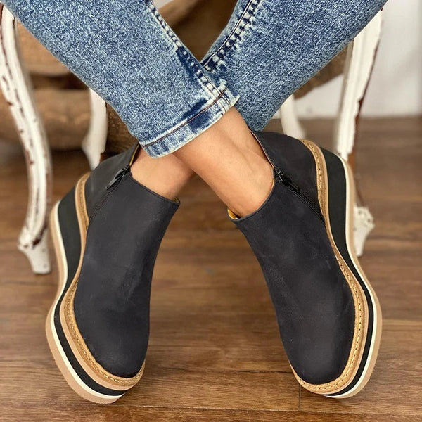 Jade | Bottines Compensées Femme Talon Plateforme Fermeture Éclair