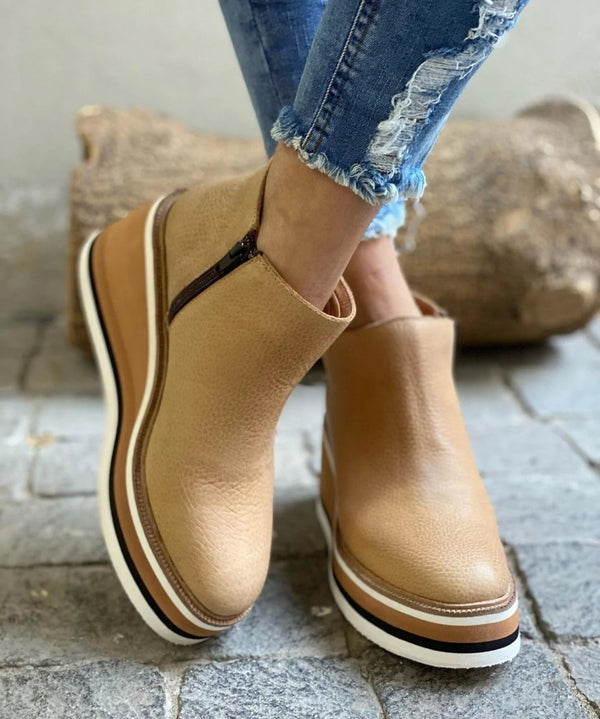 Jade | Bottines Compensées Femme Talon Plateforme Fermeture Éclair