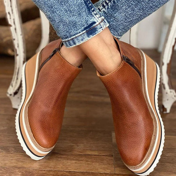 Jade | Bottines Compensées Femme Talon Plateforme Fermeture Éclair