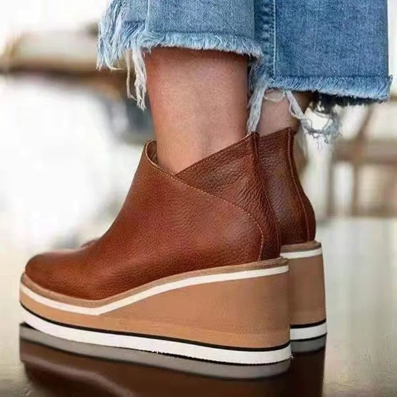 Jade | Bottines Compensées Femme Talon Plateforme Fermeture Éclair