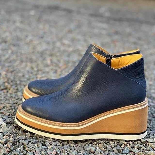 Jade | Bottines Compensées Femme Talon Plateforme Fermeture Éclair