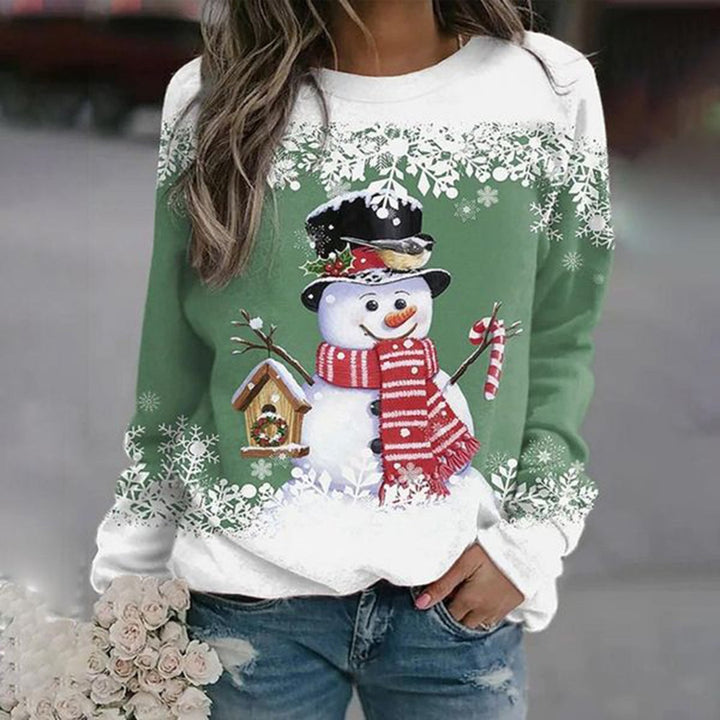 Joséphine | Pull de Noël Femme Motif Bonhomme de Neige Col Rond