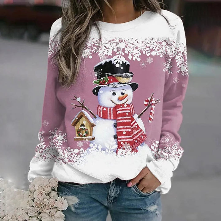 Joséphine | Pull de Noël Femme Motif Bonhomme de Neige Col Rond