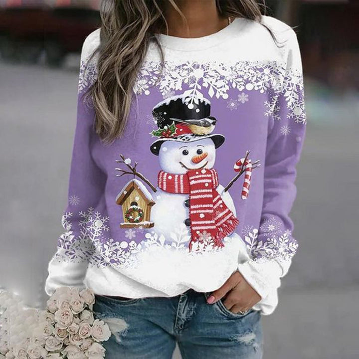 Joséphine | Pull de Noël Femme Motif Bonhomme de Neige Col Rond