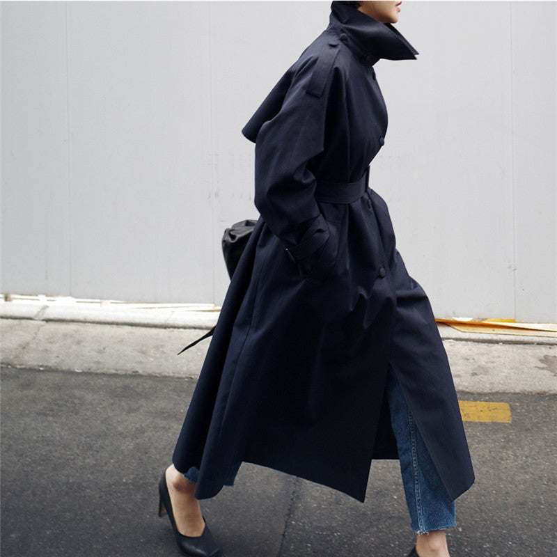 Joséphine | Trench Long Femme Col Montant Ceinture