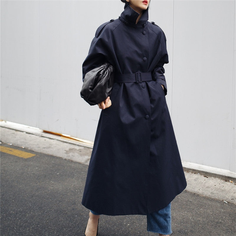 Joséphine | Trench Long Femme Col Montant Ceinture