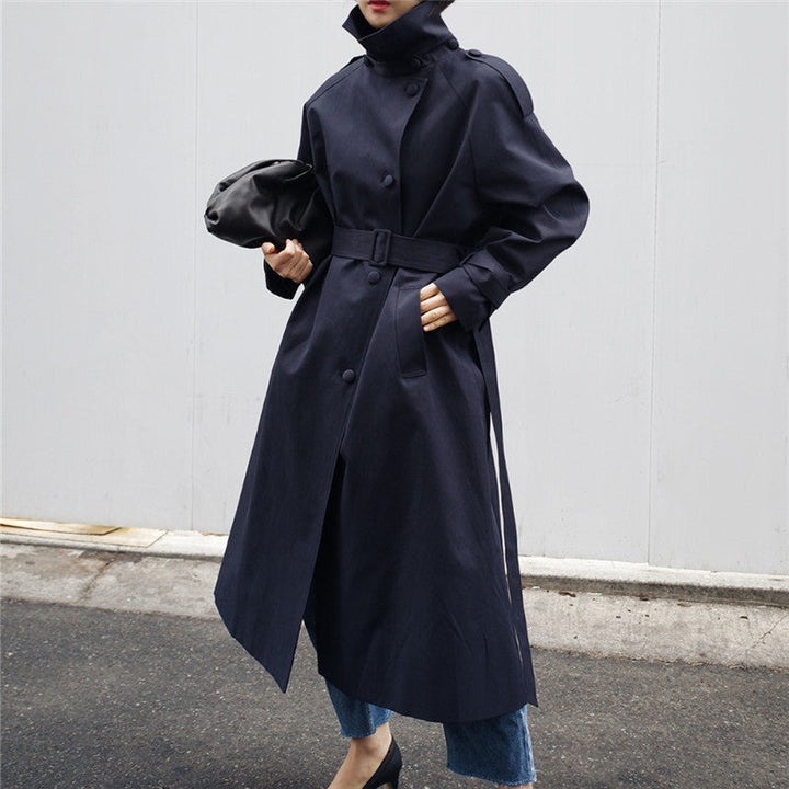 Joséphine | Trench Long Femme Col Montant Ceinture
