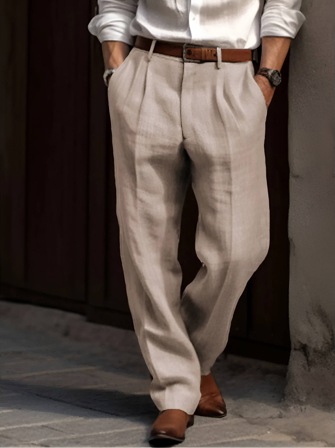 Jules | Pantalon Chino Homme à Plis Coupe Droite