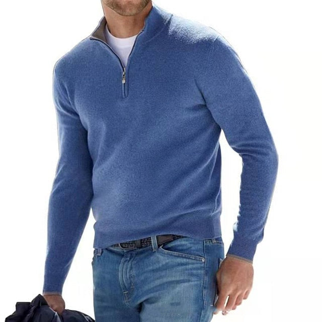 Jules | Pull Zippé en Laine Homme Col Montant Manches Longues