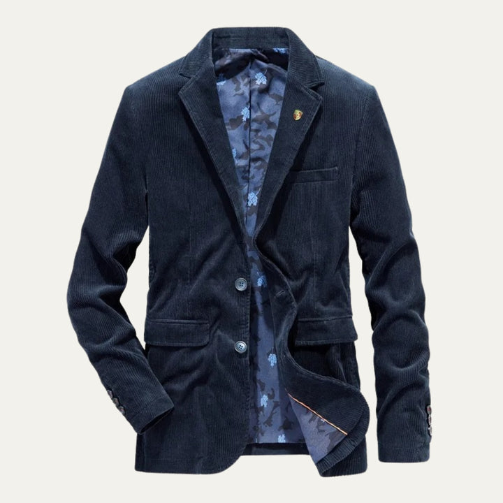 Julien | Blazer en Velours Côtelé Homme Coupe Ajustée Doublure Imprimée
