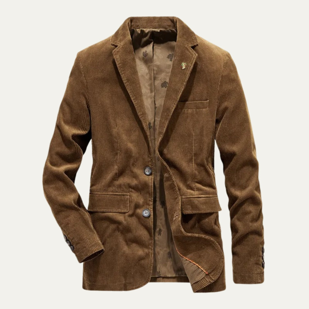 Julien | Blazer en Velours Côtelé Homme Coupe Ajustée Doublure Imprimée