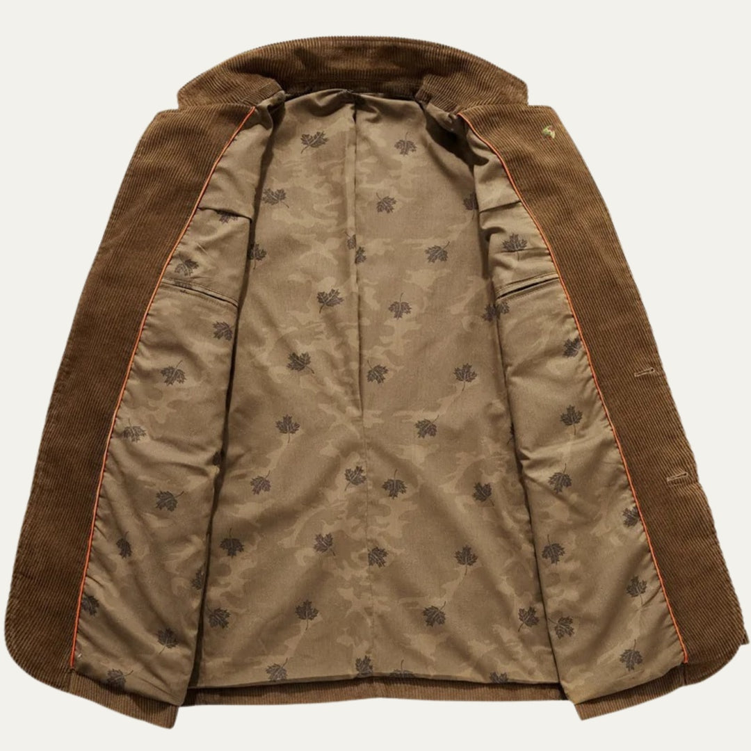 Julien | Blazer en Velours Côtelé Homme Coupe Ajustée Doublure Imprimée