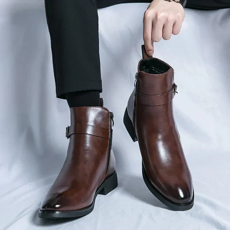 Julien | Bottines Homme Cuir à Boucle Zippées