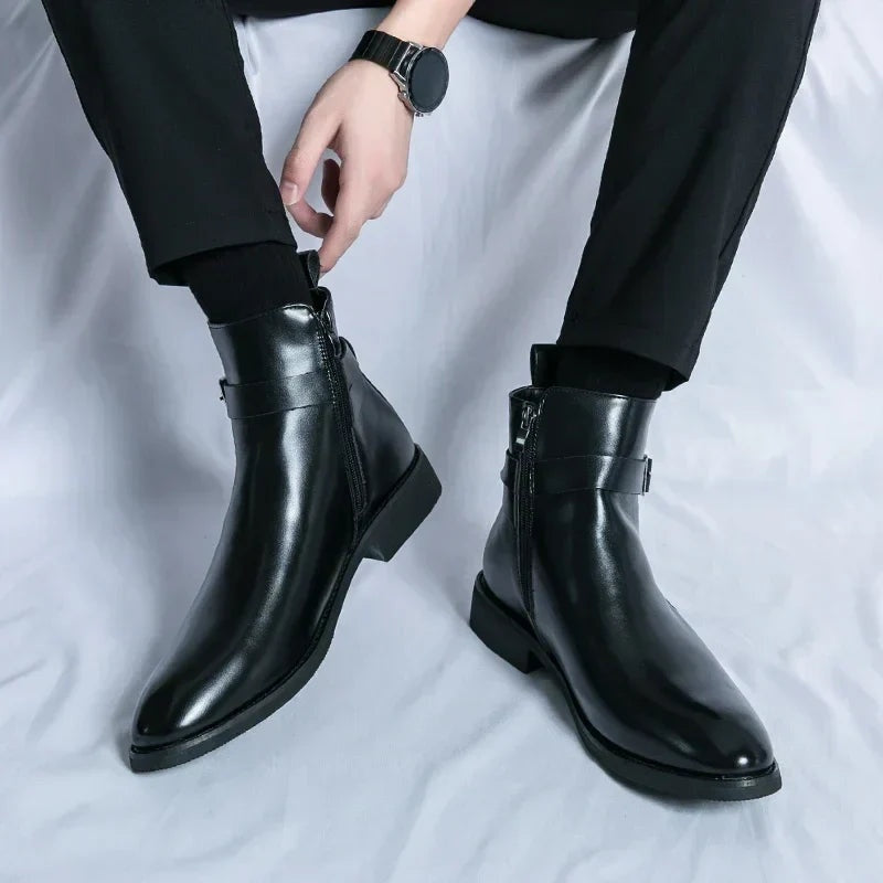 Julien | Bottines Homme Cuir à Boucle Zippées