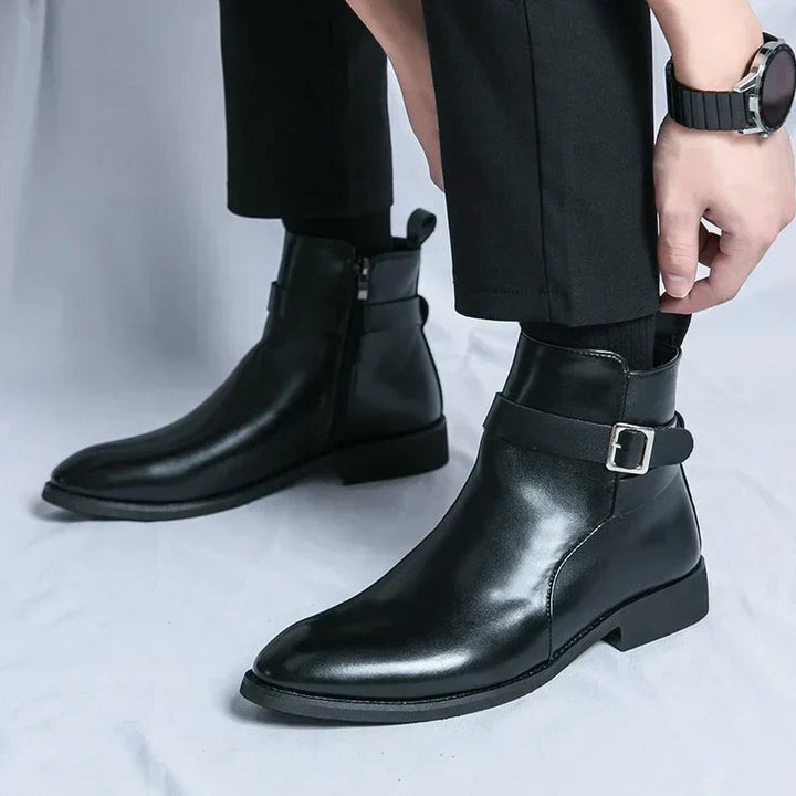 Julien | Bottines Homme Cuir à Boucle Zippées
