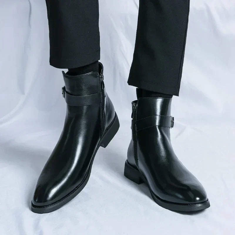 Julien | Bottines Homme Cuir à Boucle Zippées