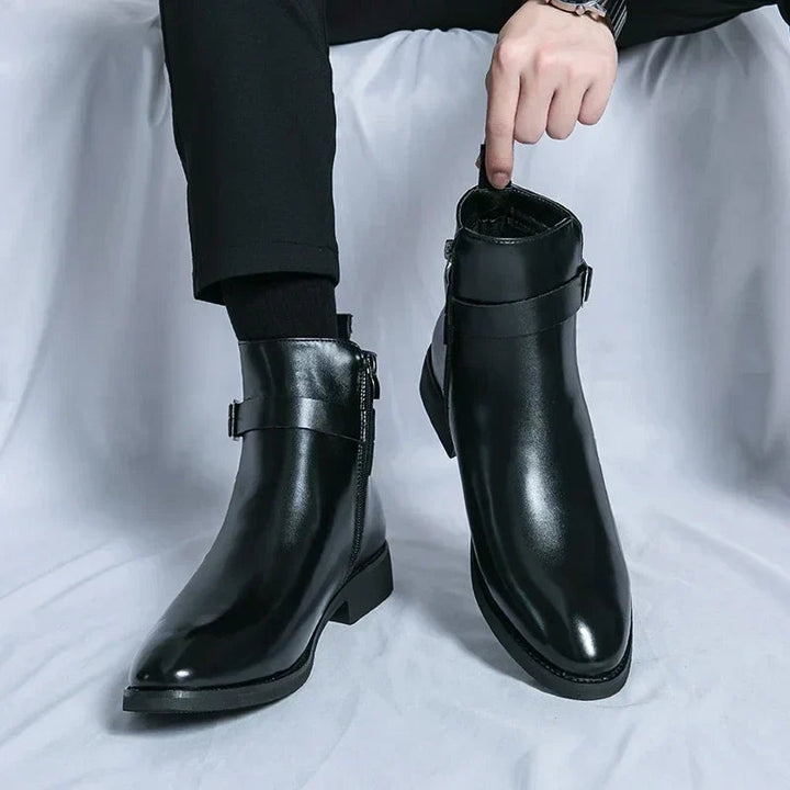 Julien | Bottines Homme Cuir à Boucle Zippées