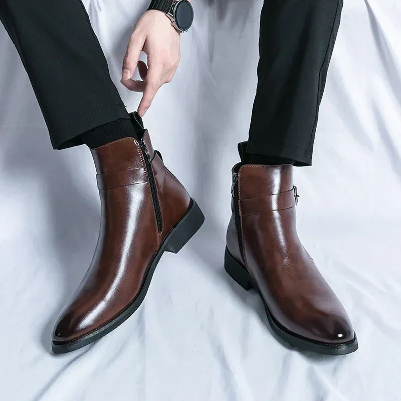 Julien | Bottines Homme Cuir à Boucle Zippées