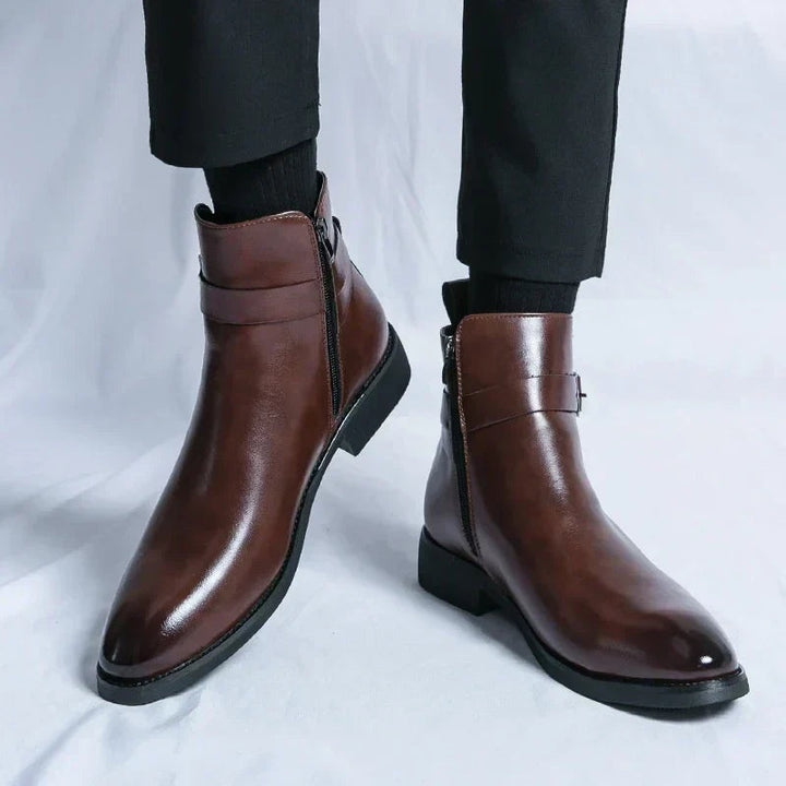 Julien | Bottines Homme Cuir à Boucle Zippées