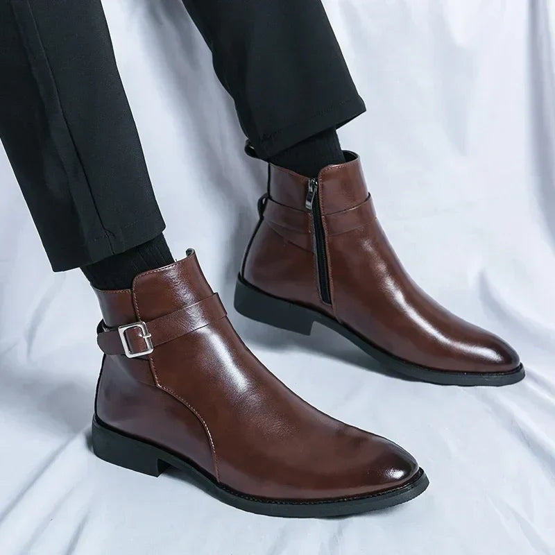 Julien | Bottines Homme Cuir à Boucle Zippées