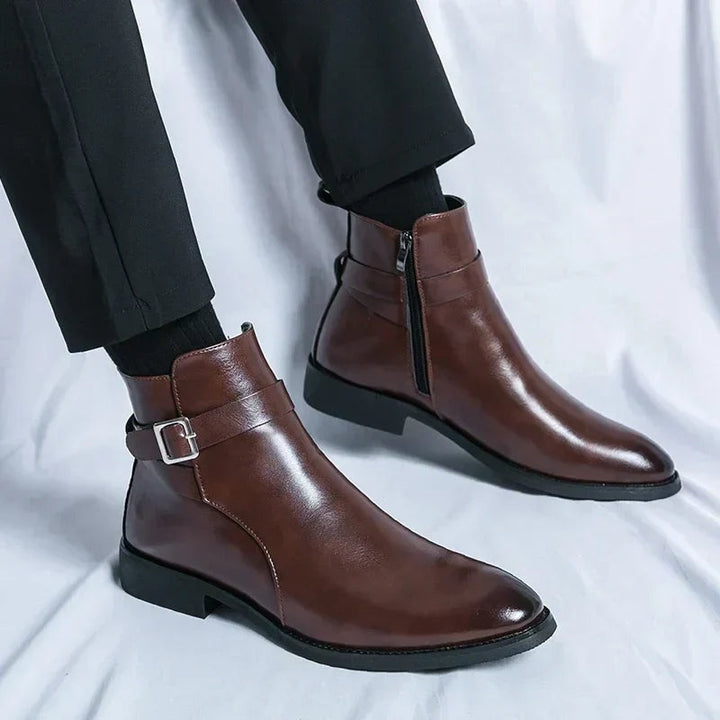 Julien | Bottines Homme Cuir à Boucle Zippées