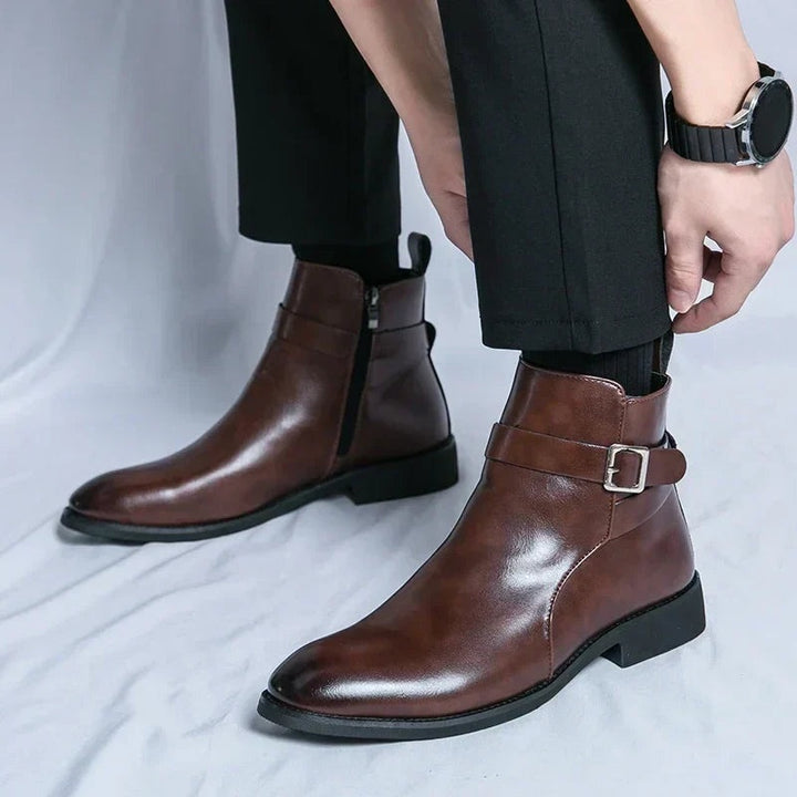 Julien | Bottines Homme Cuir à Boucle Zippées