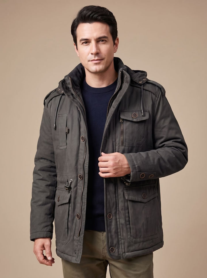 Julien | Parka Homme Hiver à Capuche Amovible Poches Multiples