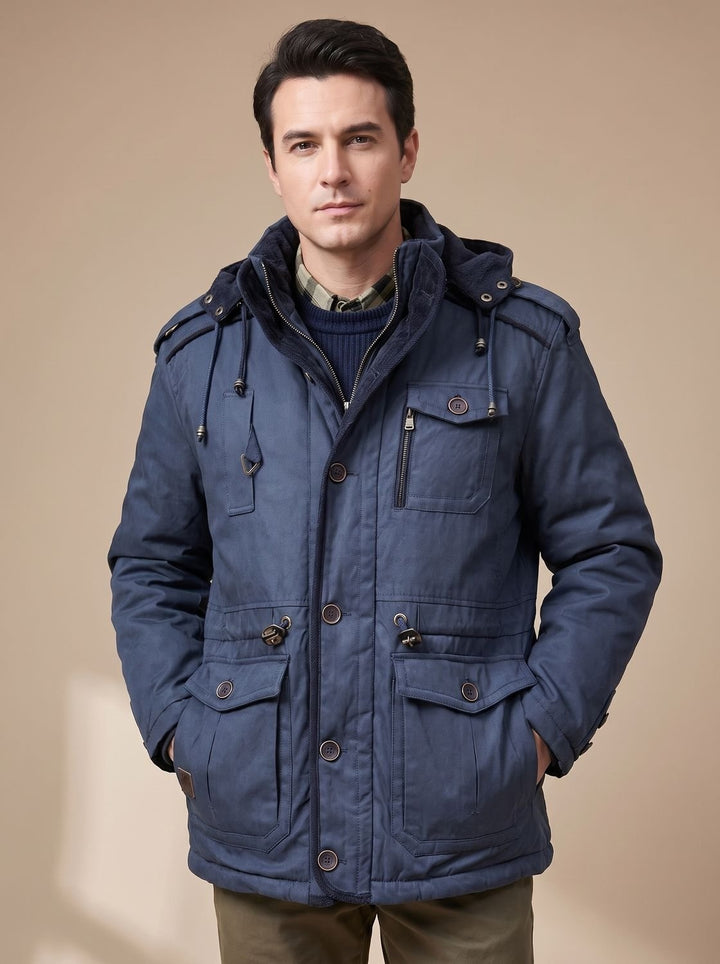 Julien | Parka Homme Hiver à Capuche Amovible Poches Multiples