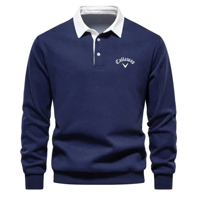 Julien | Pull Polo Homme Manches Longues Col Contrasté