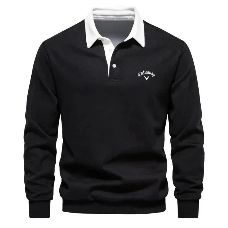 Julien | Pull Polo Homme Manches Longues Col Contrasté
