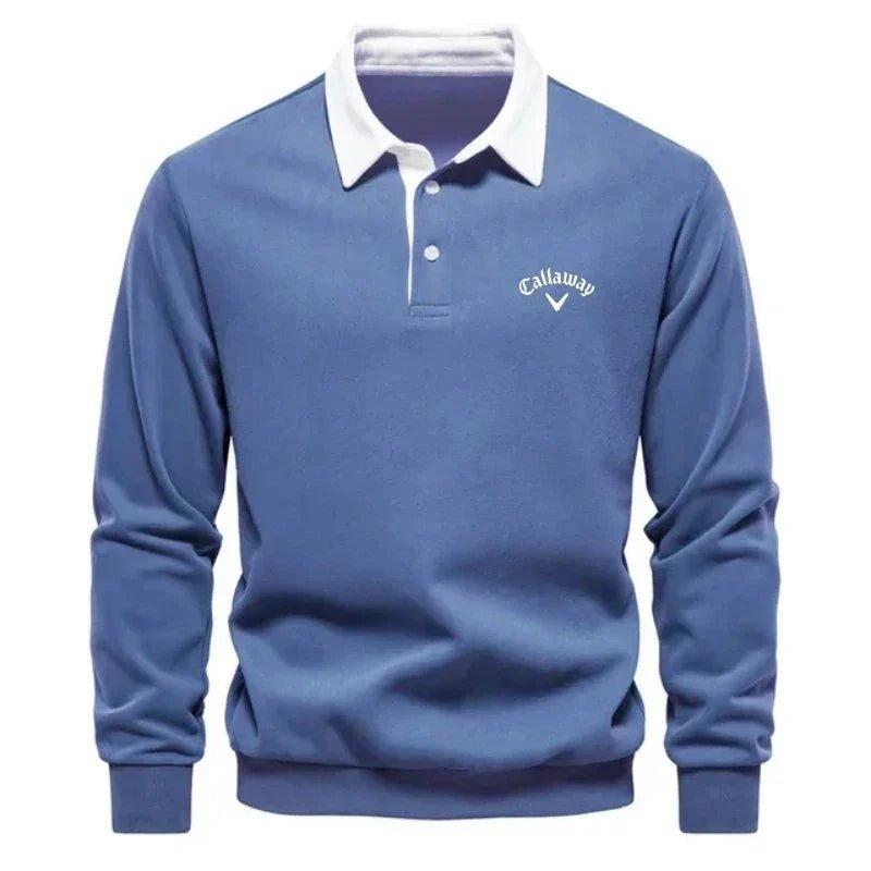 Julien | Pull Polo Homme Manches Longues Col Contrasté