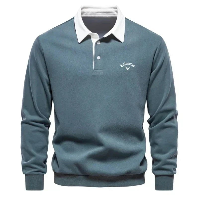 Julien | Pull Polo Homme Manches Longues Col Contrasté