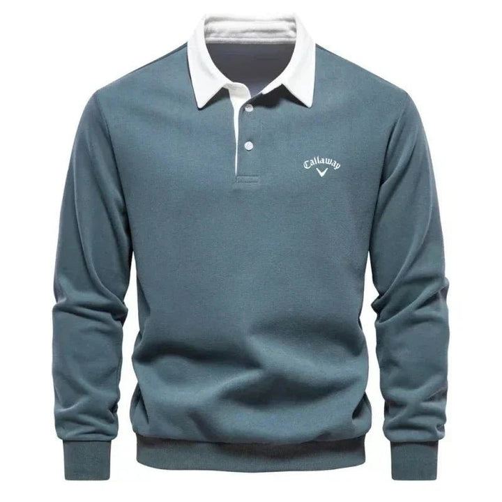 Julien | Pull Polo Homme Manches Longues Col Contrasté