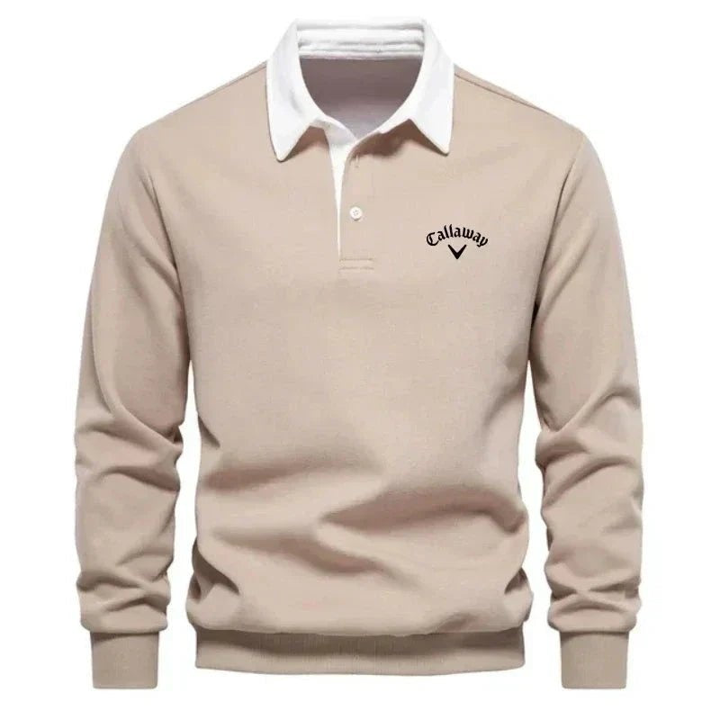 Julien | Pull Polo Homme Manches Longues Col Contrasté