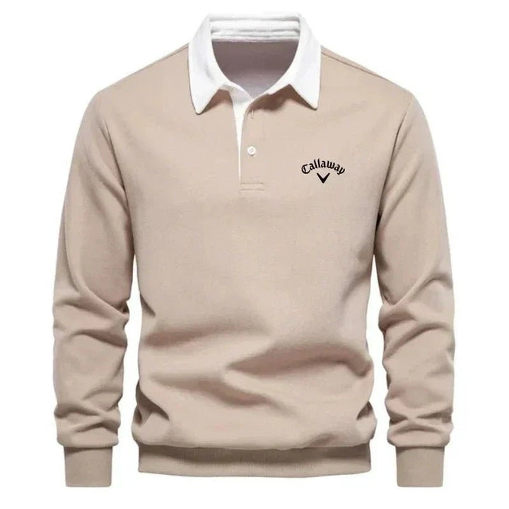 Julien | Pull Polo Homme Manches Longues Col Contrasté
