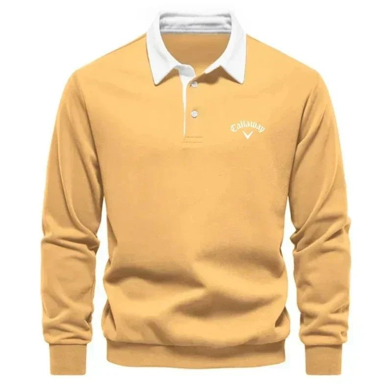 Julien | Pull Polo Homme Manches Longues Col Contrasté