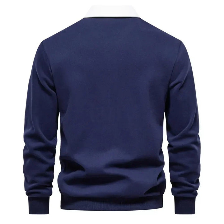 Julien | Pull Polo Homme Manches Longues Col Contrasté