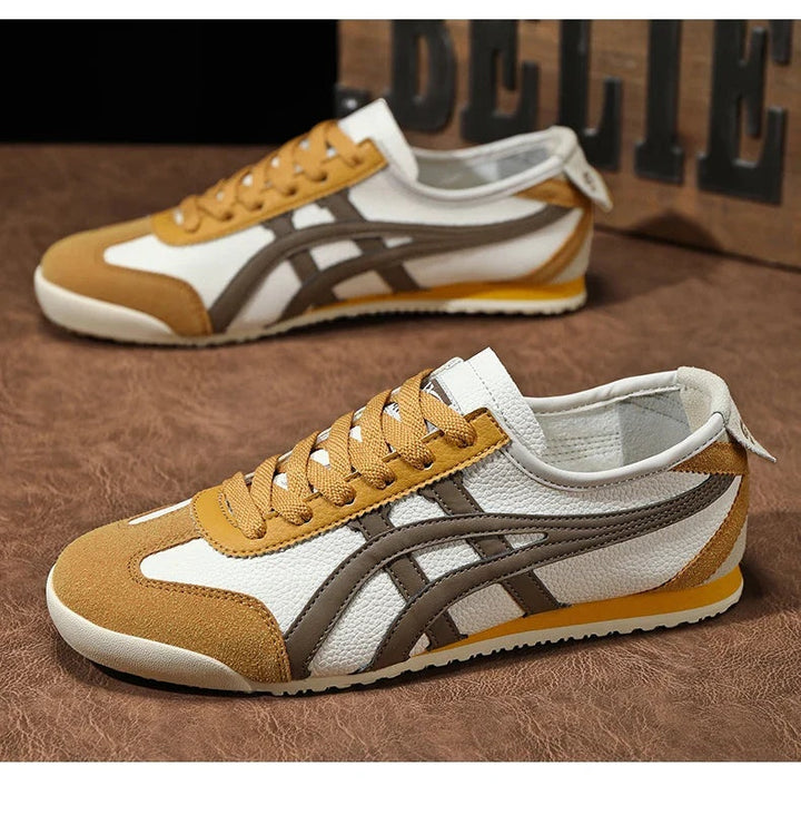 Julien | Sneakers Rétro Homme Cuir Daim Bandes Contrastées